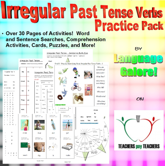 Past tense verb games paper
